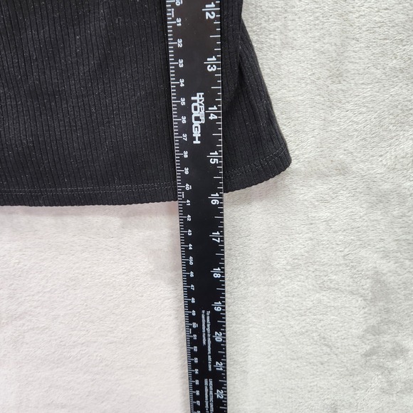 Reformation Crop Tank Top Womens Medium Black Ribbed Knit Fitted Made In USA - Picture 8 of 8